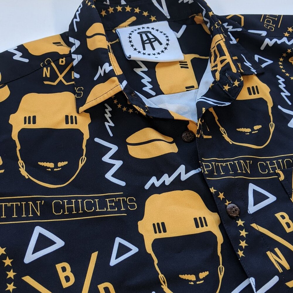 Barstool Sports Tropical Bros Spittin' Chiclets Hockey Teeth Hawaiian Shirt - M